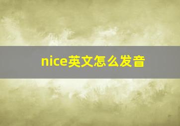 nice英文怎么发音