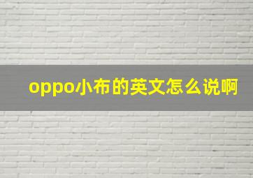 oppo小布的英文怎么说啊