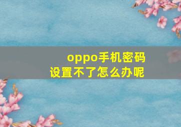 oppo手机密码设置不了怎么办呢