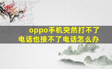 oppo手机突然打不了电话也接不了电话怎么办