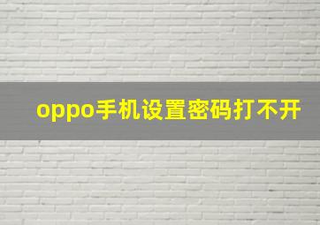 oppo手机设置密码打不开