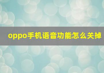 oppo手机语音功能怎么关掉