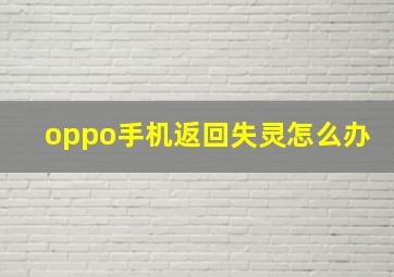 oppo手机返回失灵怎么办