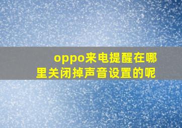 oppo来电提醒在哪里关闭掉声音设置的呢