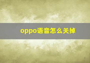 oppo语音怎么关掉