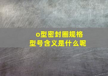 o型密封圈规格型号含义是什么呢