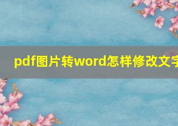 pdf图片转word怎样修改文字