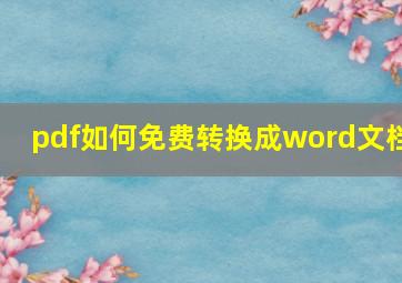 pdf如何免费转换成word文档