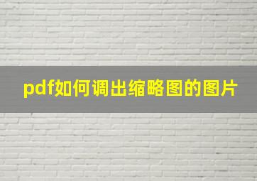 pdf如何调出缩略图的图片