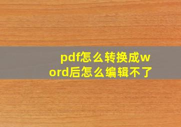 pdf怎么转换成word后怎么编辑不了