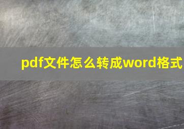 pdf文件怎么转成word格式