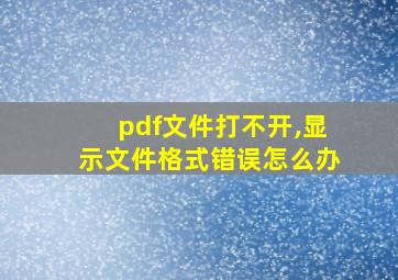 pdf文件打不开,显示文件格式错误怎么办