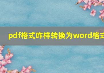 pdf格式咋样转换为word格式