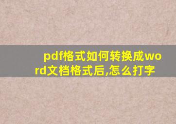 pdf格式如何转换成word文档格式后,怎么打字