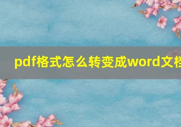 pdf格式怎么转变成word文档