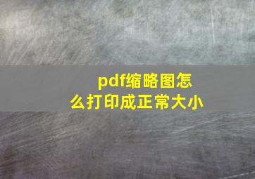 pdf缩略图怎么打印成正常大小