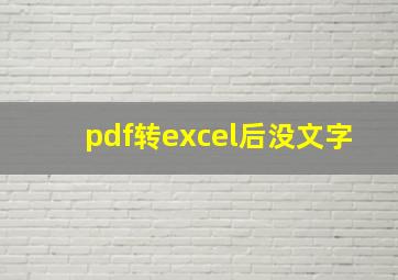 pdf转excel后没文字