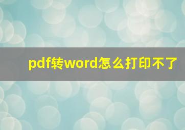 pdf转word怎么打印不了