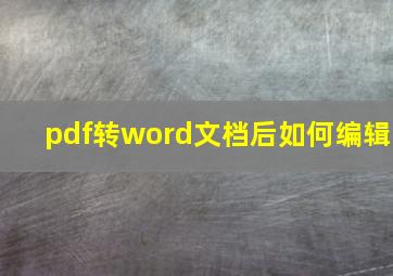 pdf转word文档后如何编辑