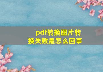 pdf转换图片转换失败是怎么回事