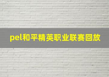 pel和平精英职业联赛回放