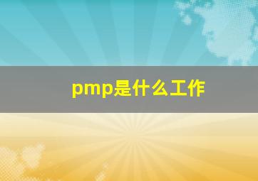 pmp是什么工作