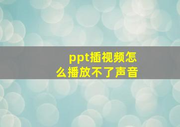 ppt插视频怎么播放不了声音