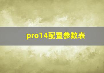 pro14配置参数表