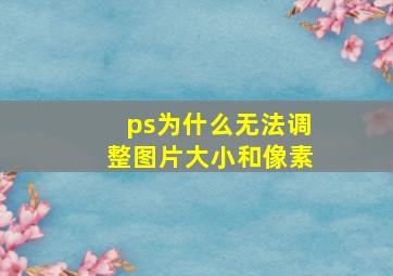 ps为什么无法调整图片大小和像素