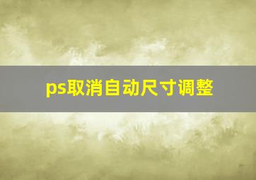 ps取消自动尺寸调整