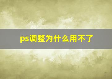 ps调整为什么用不了