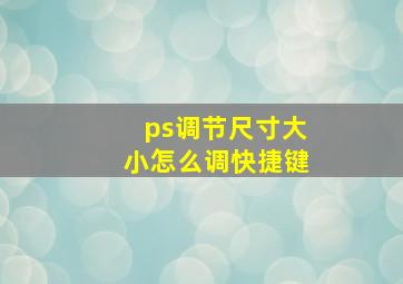 ps调节尺寸大小怎么调快捷键