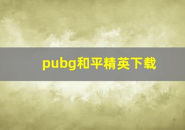 pubg和平精英下载