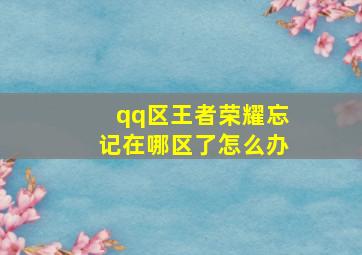 qq区王者荣耀忘记在哪区了怎么办