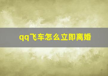 qq飞车怎么立即离婚