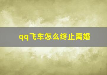 qq飞车怎么终止离婚