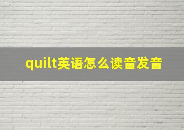 quilt英语怎么读音发音