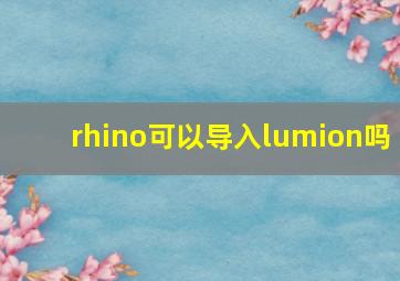 rhino可以导入lumion吗