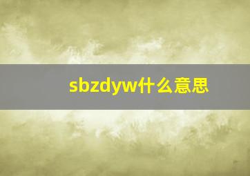 sbzdyw什么意思