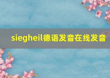 siegheil德语发音在线发音