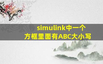 simulink中一个方框里面有ABC大小写