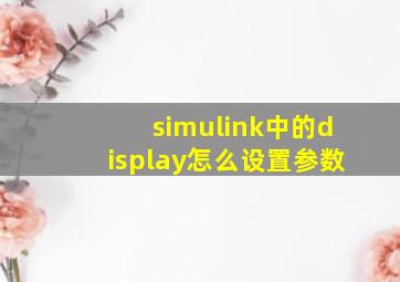 simulink中的display怎么设置参数