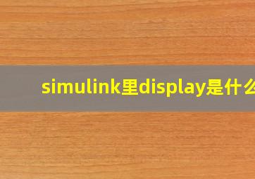 simulink里display是什么