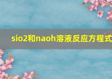 sio2和naoh溶液反应方程式