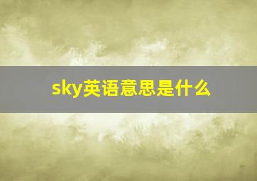 sky英语意思是什么