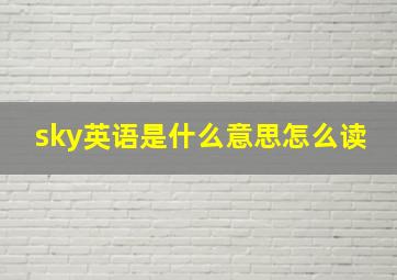 sky英语是什么意思怎么读