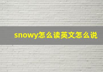 snowy怎么读英文怎么说