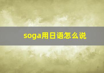 soga用日语怎么说