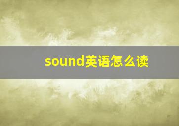 sound英语怎么读