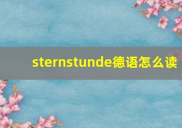 sternstunde德语怎么读